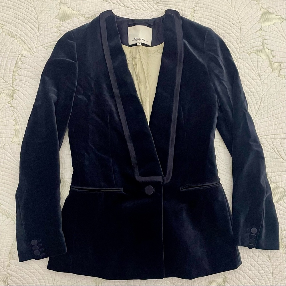 3.1 Phillip Lim Elegant Blue Velvet Women's Blazer- Size 0